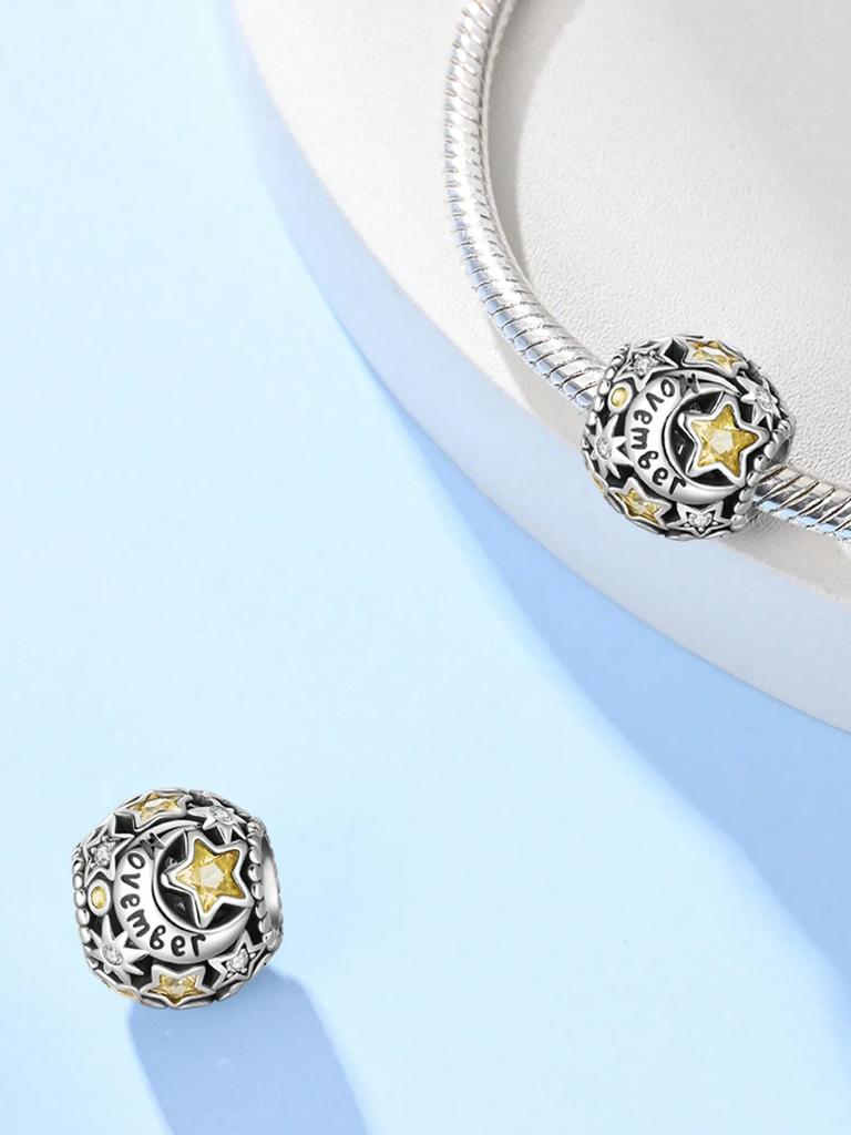 Copper Metal Plated Authentic Original Charm Bead Components Birthstone Bead Components Compatible With Bracelet High Quality Fine Jewelry Women's