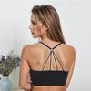 Ropa interior deportiva Mujer Yoga Fitness Top corto sin costuras Tirantes anchos con letras Cómodo Ropa deportiva activa para entrenamiento