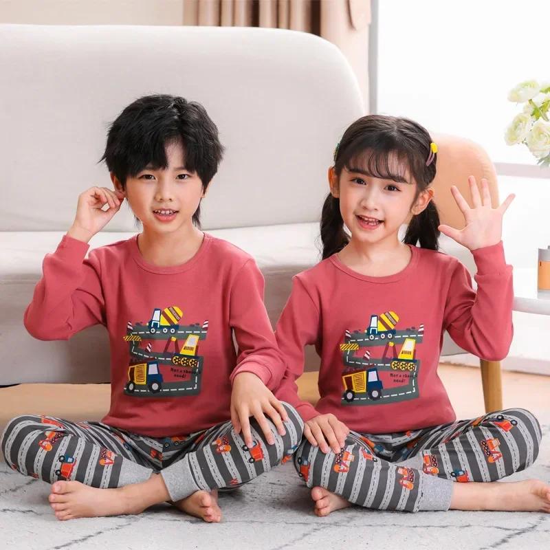 Boys Girls Pajamas New Spring Long Sleeves Children's Clothing Sleepwear Cotton Pyjamas Sets for Kids 2 4 5 6 8 10 Years