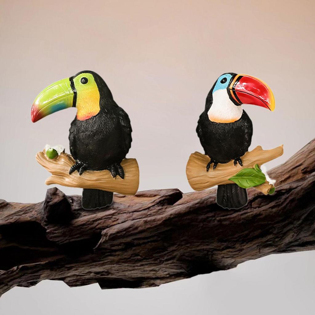 2 Pieces Parrot Tree Hugger Ornament Garden Statue Resin Yard Art Decor