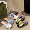 Women's Flowers High Heels Flip Flops Sandals Ladies 2025 Summer New Sandals Open-toed Square Thin Strap Sexy Slippers