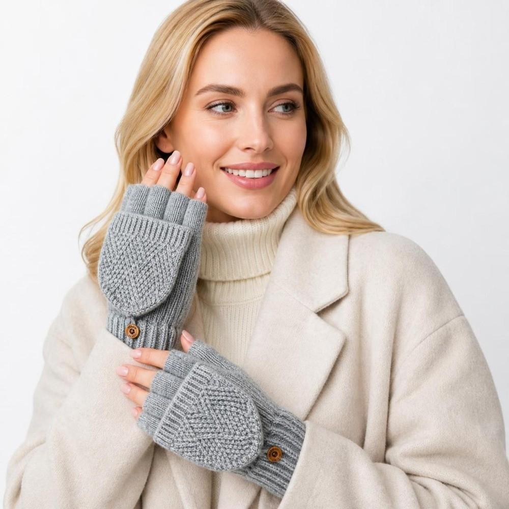 Thick Winter Knitted Gloves Keep Warm Touchscreen Gloves Fashion Fingerless Flip Gloves Outdoor