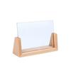 U-Shaped Walnut Beech Wood Photo Frame Transparent Acrylic Clear Picture Display for Cafe Shop Table Decor