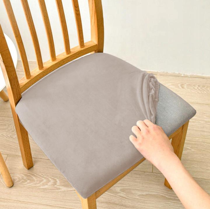 Seat Cover 40X40Cm Cool Beige Velvet Elastic [60S-Cp]