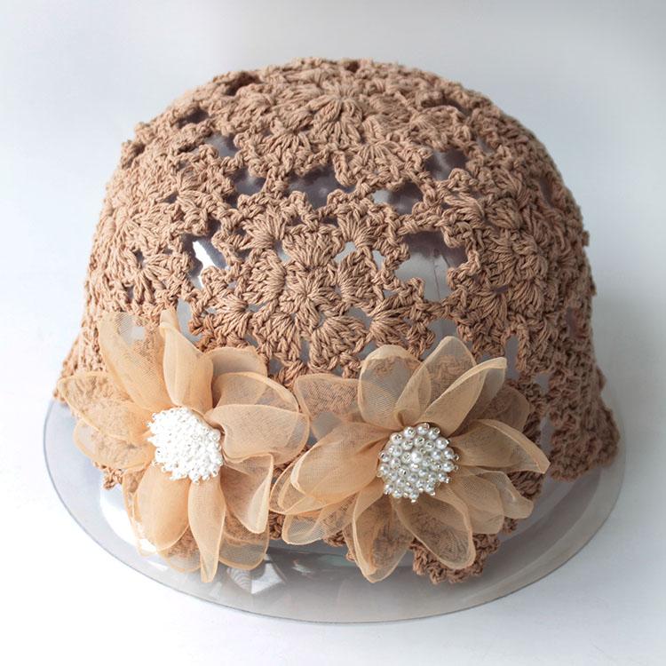 

Милая цветочная шляпа Баотоу, летняя дорожная высококачественная жемчужная ретро-вязаная шапка, весенняя женская мода, универсальные шляпы цвета дыни 54-58cm