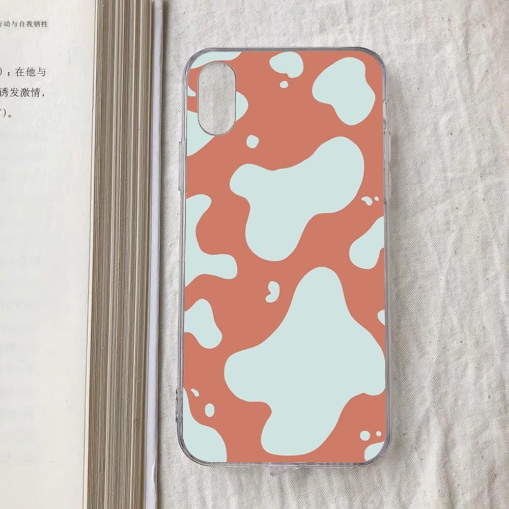 Cow Pattern Phone Case For iPhone 15 13 14 Pro Max XS XR 12 11 Pro 13 Mini 6 7 8 Plus Clear Back Cover Capa