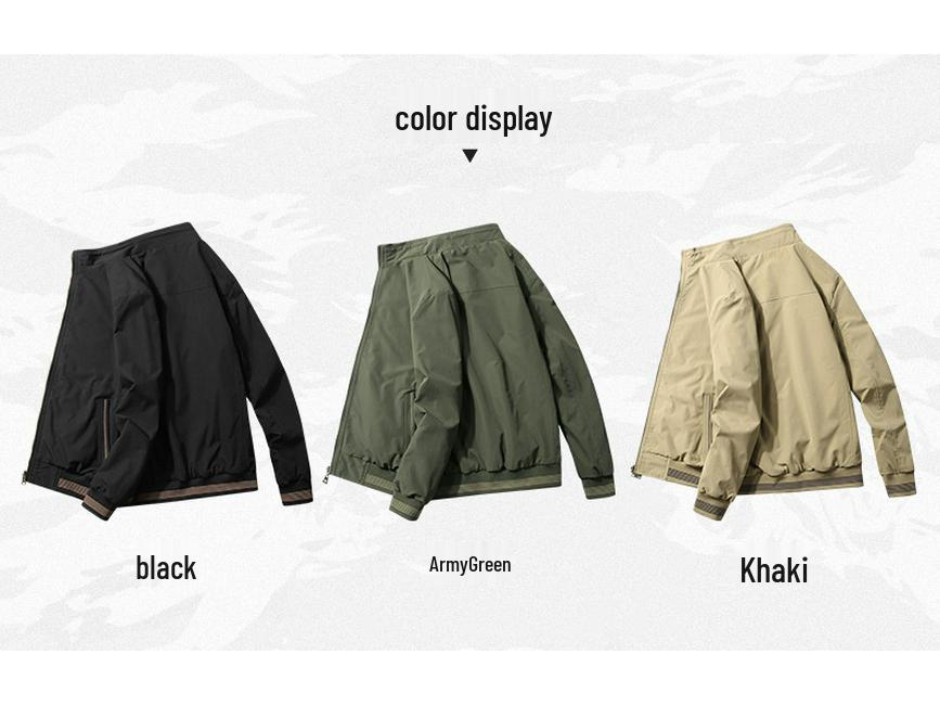 Men's Double-Sided Stand Collar Casual Jacket - Solid Color for Spring & Autumn, Suitable for Middle-Aged & Elderly