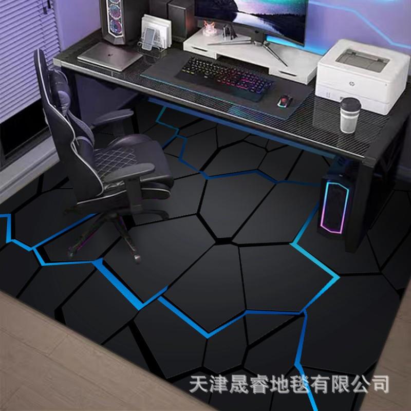 Gaming Room Rug Chair Mat Floor Protection Non-Slip Geometric Crystal Velvet Carpet Living Bedroom Study