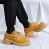 Fashion Derby Thick Soled Men's Leather Shoes Trendy and Fashionable Party Style Luxury Casual Outdoor Activity Walking Men's Shoes