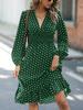 New European and American coat waist thin polka dot long sleeve foreign style dress