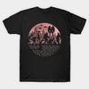 Men Black Print T-shirt Funny Cryptid Moon No-Cut Transfer Paper Print Cotton Tshirt