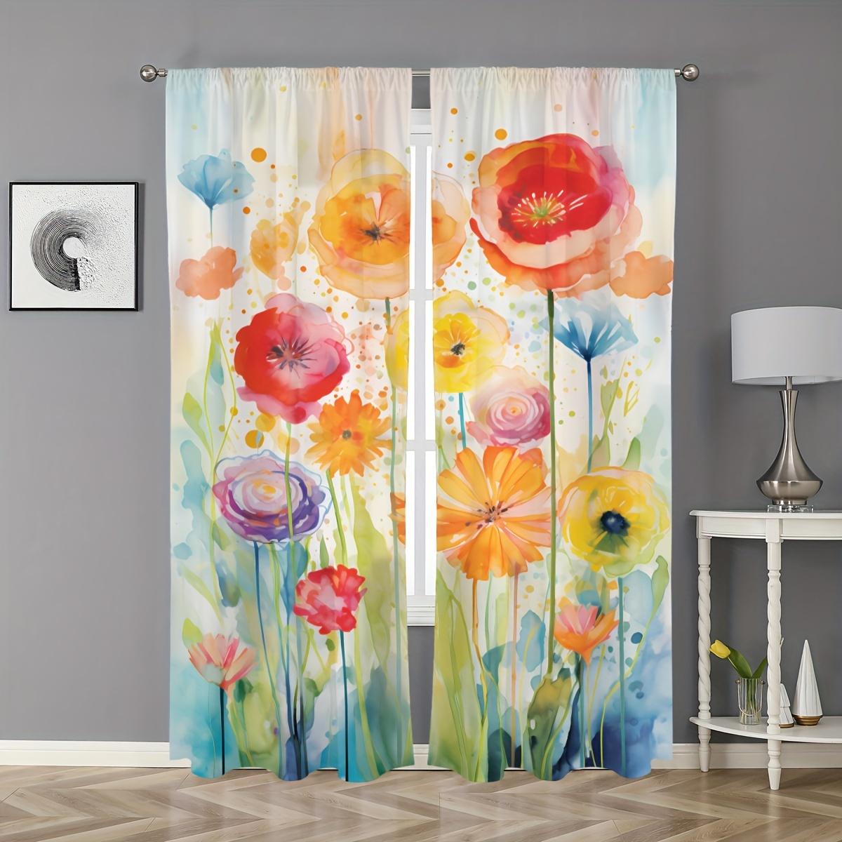 

Винтажный декор для гостиной в стиле бохо, элегантные шторы с принтом роз, легко повесить на окно гостиной или спальни, 2 шт. 100W130H(CM)40x51in&Grommet Top