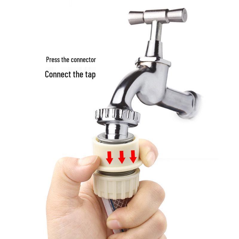 Quick-Connect Faucet Fitting for Washing Machines and Car Wash 4-Point Hose Connector