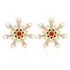 Crystal Zircon Pearl Drop Earrings Snowflake Long Tassel Earring Ear Jewelry  For Women Girl
