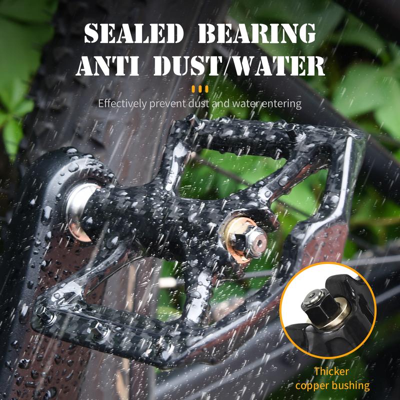 Mountain Bike Ultra-Light Carbon Fibre Flat Pedals Downhill Non-Slip Design Bearing System Bicycle Pedals Bike Lightweight Pedal