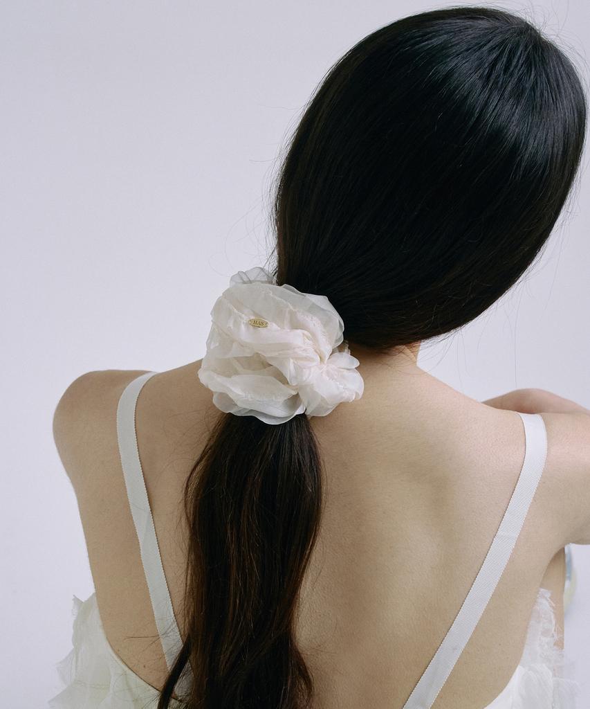 Has Hsu008 Oversized Ruffled Lace Scrunchie