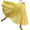 Women's Cotton Linen Maxi Skirts Double Layer Boho Elastic High Waist Pleated A-Line Flowy Swing Long Maxi Skirts Elastic Waist Long Skirt for Women