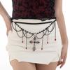 Sexy Metall-Kreuz-Quasten-Hüftkette, Dunkle Gothic-Blut-Tropfperlen-Körperkette