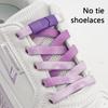 1Pari Magnetic Lock No Tie Shoe Laces Rainbow Elastic Laces Sneakers Adults Kids 8MM Wide Flat Shoelaces Rubber Bands for Shoes