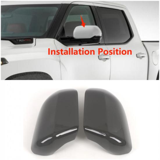 Glossy Black Rearview Mirror Side Lid Cover Trim For - Toyota Tundra