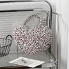 Fashionable Florals Print Heart Cosmetic Case Quilted Construction Spacious Toiletry Bag for Women Girls Travel