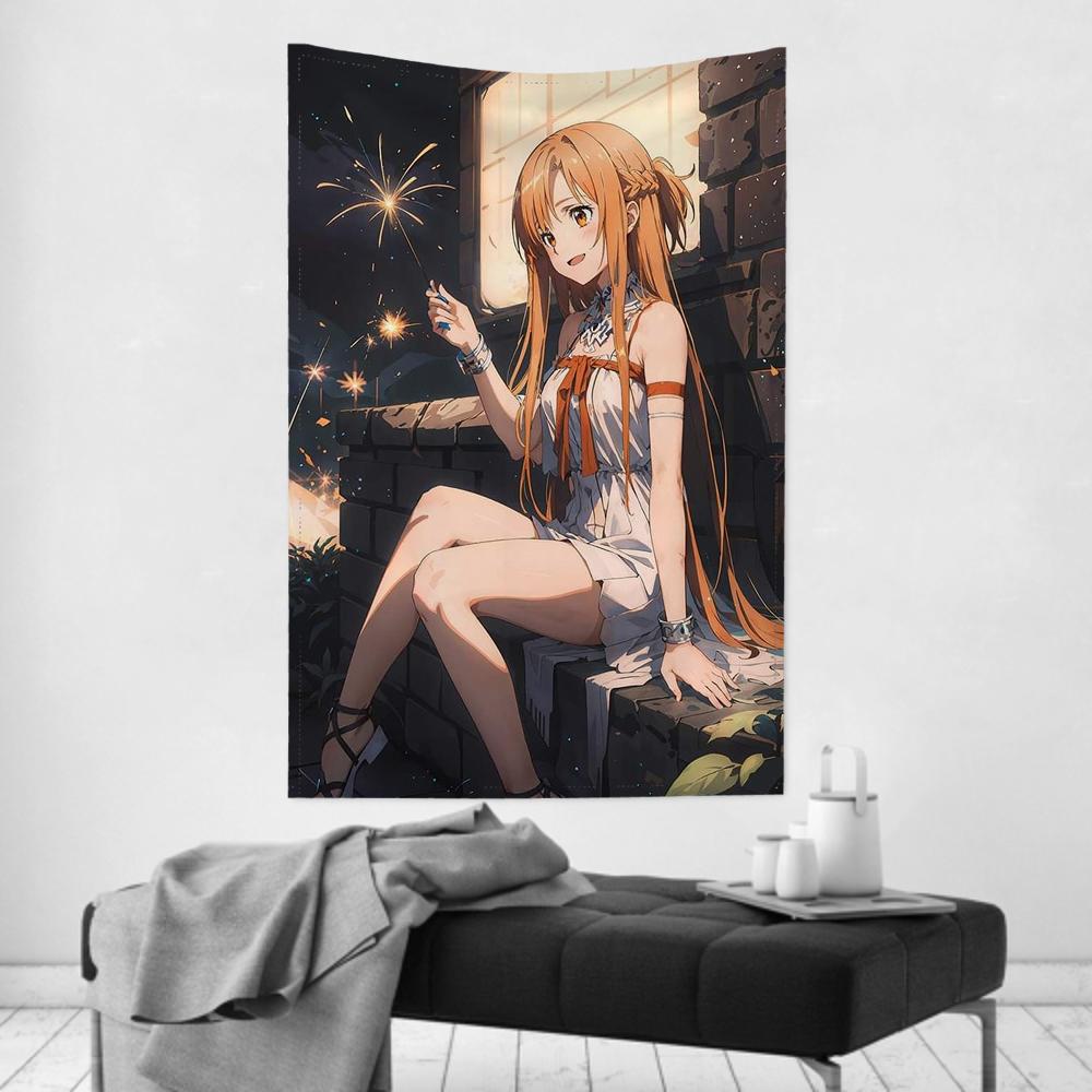 2025 New Yuuki Asuna Anime Sword Art Online Tapestry Room Decor Wall Cloth Party Hanging Background Room Decor Baby Room