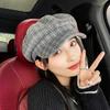 Retro Beret With Grid Printing Design Suitable For Daily Dressing Outdoor