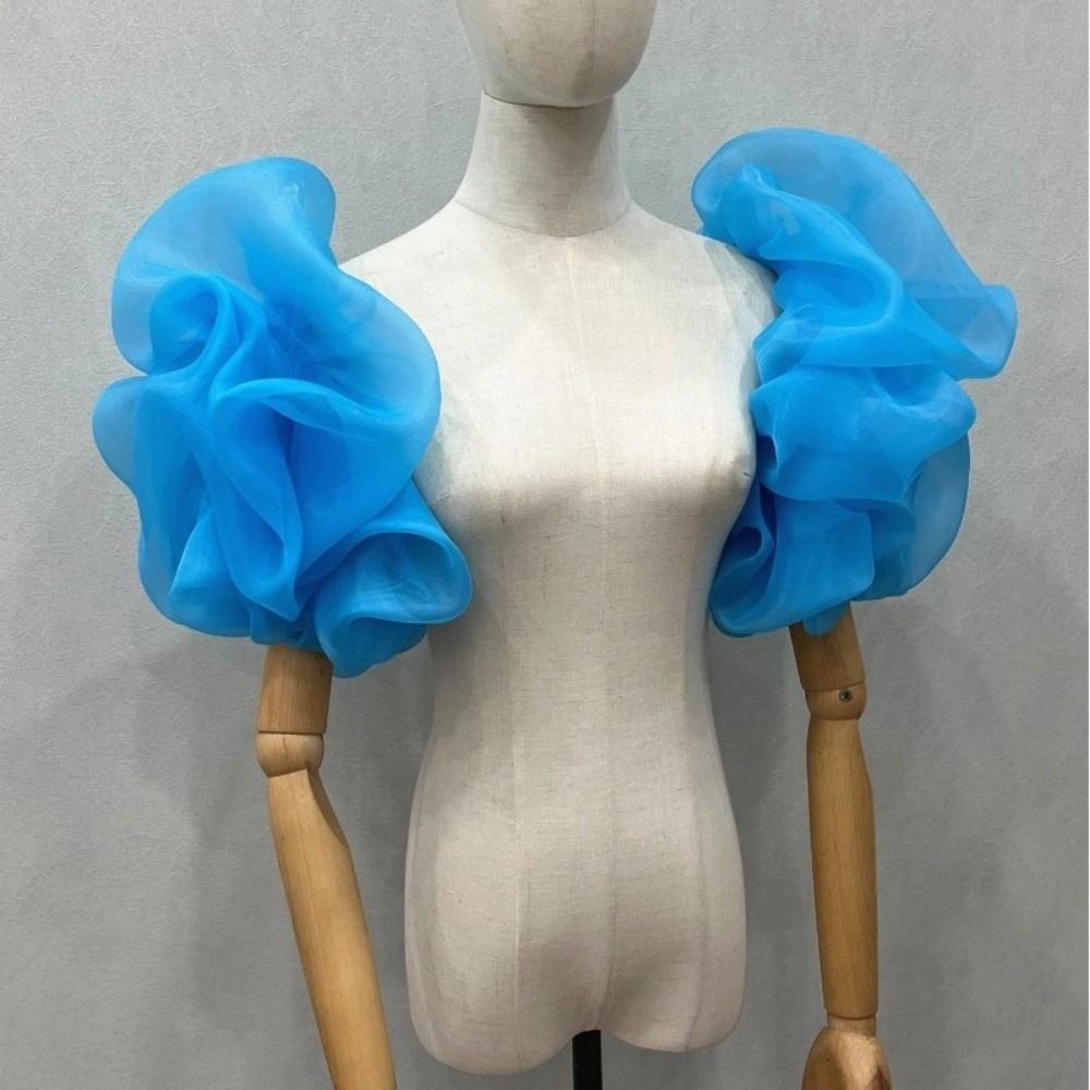 DIY Puffy Bridal Sleeves Organza Removeable Short Arm Sleeves Decorative Sleeves for Wedding Gowns