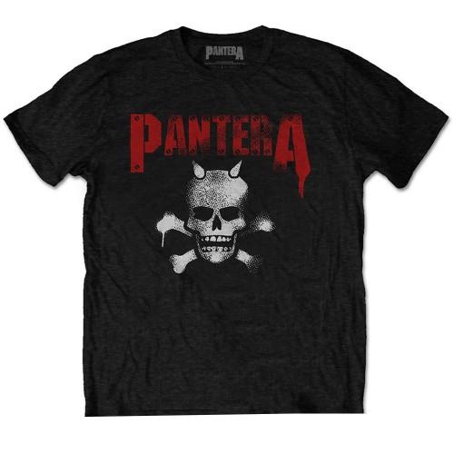 Pantera Unisex Vuxen Horned Skull Stencil T-shirt med ryggtryck i bomull