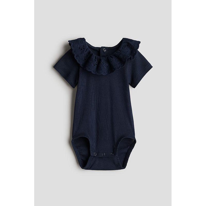 

HM Children s Clothing Baby Girl Jumpsuits 2025 Autumn Thin New Type Baby Collar Short Sleeve Going out Rompers 1265914 Navy blue 110/56(3-4Y)