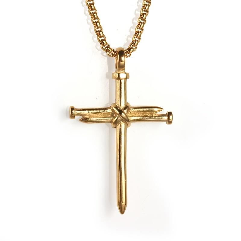 European Cross Men's Pendant Punk Style Men's Necklace Zircon