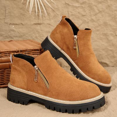 New Autumn and Winter Platform Martin Boots Large Size Round Head Side Zipper Platform Short Boots