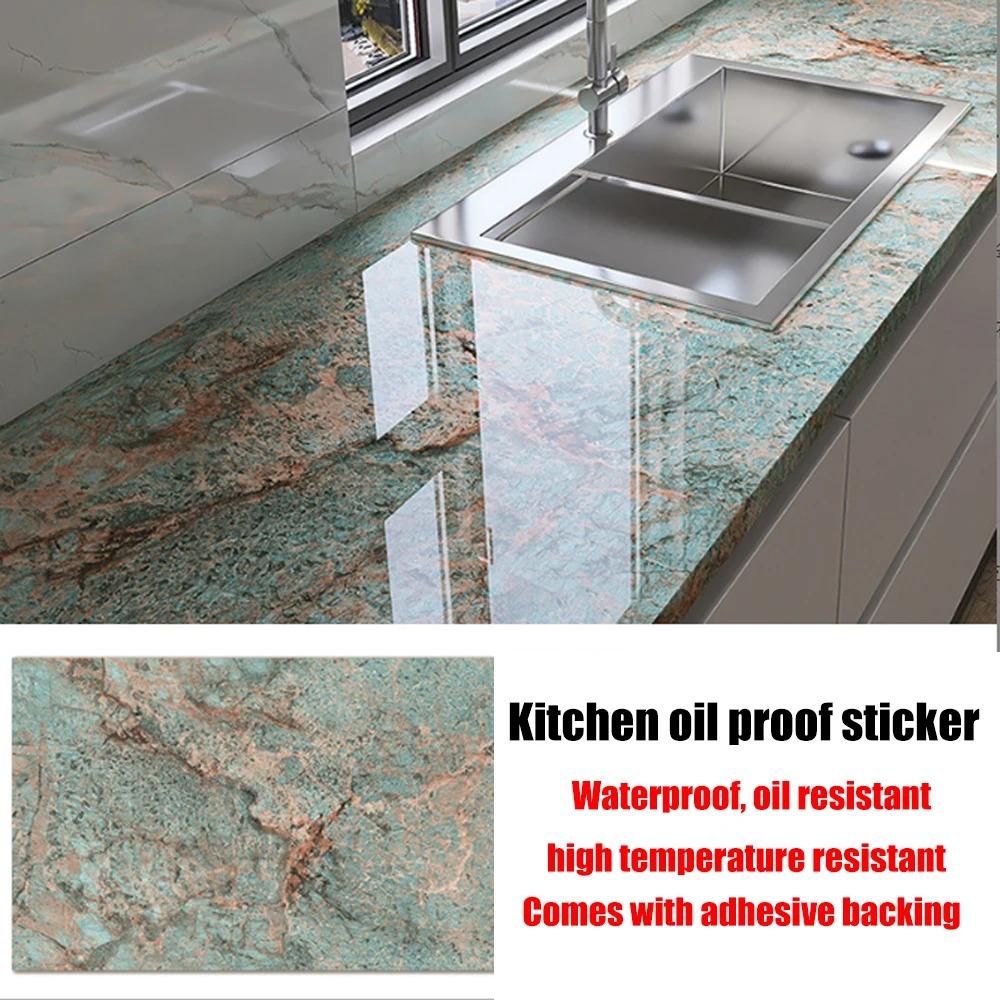 40cm Marble Pattern Kitchen Wall Stickers Self-Adhesive Oil-Proof Stain-Resistant Livingroom Resistant Home Decorative Wallpaper