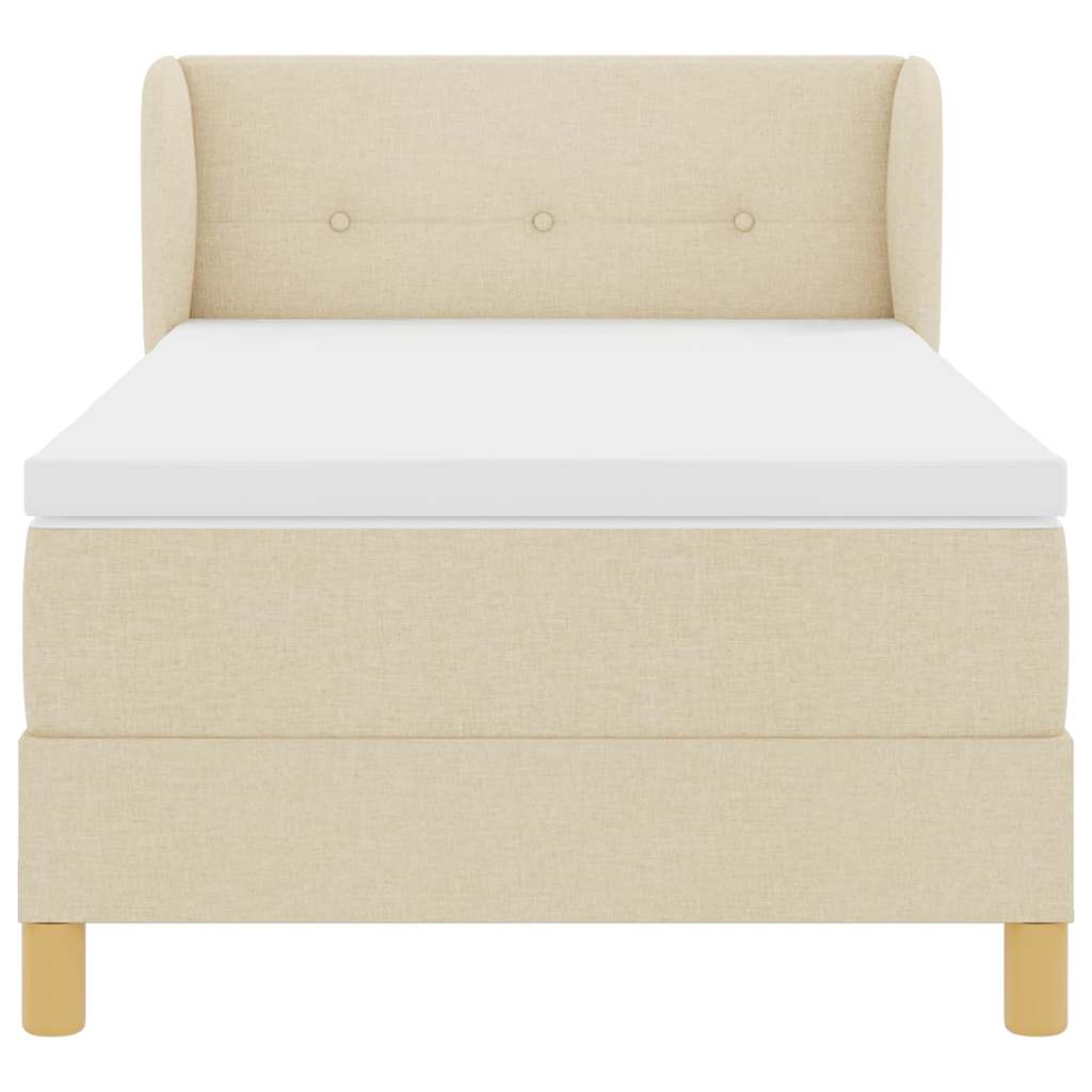 Box Spring Bed with Headboard Cream 90 x 190 cm Fabric