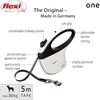Retractable Leash - FLEXI - 4903 - 5 M - White/Black - For Dogs Up To 30 Kg