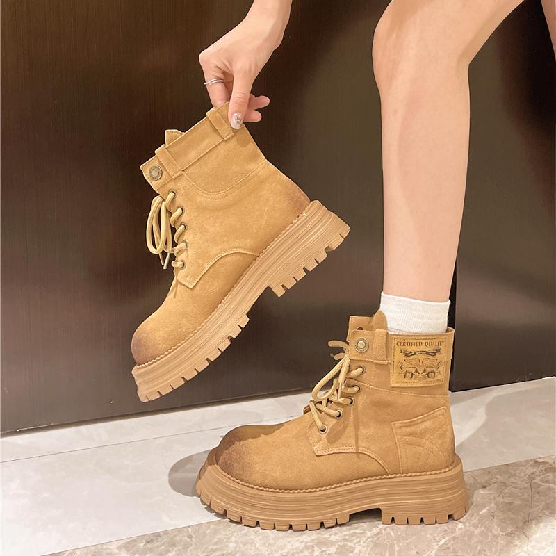 Fashion 2025 New Winter Chunky Women Boots Classic Retro Genuine Leather Ladies Combat Hiking Ankle Short Booties Shoes Leisure Size 40