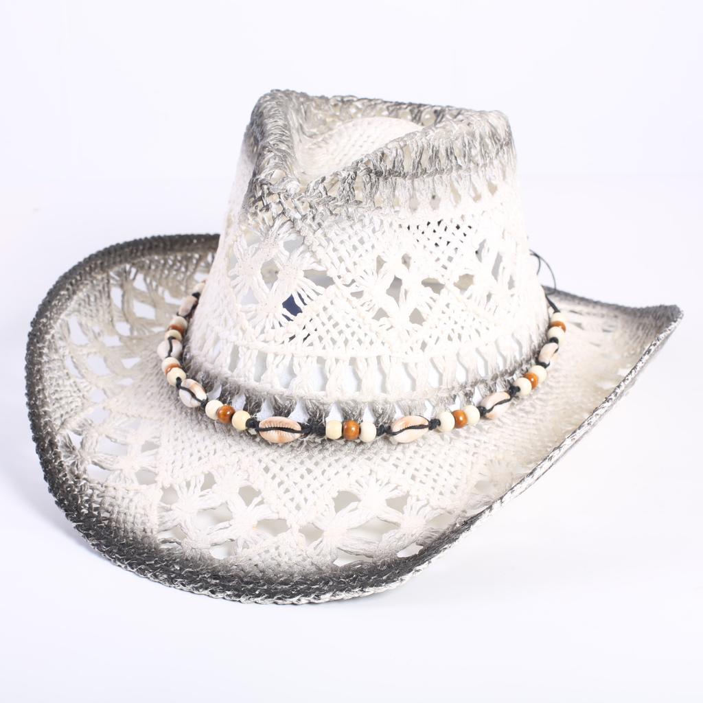 Popular sombrero de vaquero occidental hueco clásico europeo y americano, moda para hombre y mujer, sombrero de paja transpirable para vacaciones, protección solar