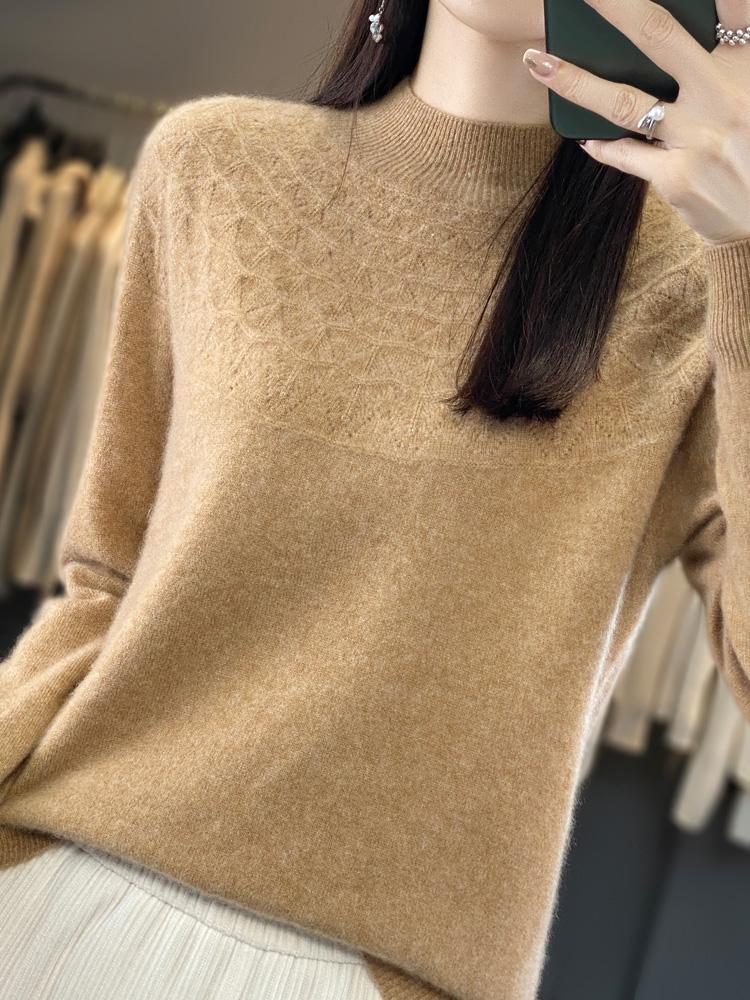 Kardigan damski, kaszmir Qinghe, 30% kaszmiru, 70% wełny, zimowy sweter dzianinowy, jesienny sweter damski sweter kaszmirowy dzianinowy top z długim rękawem