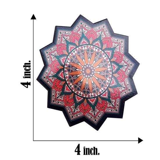 Designer Pine Wood Mandala Printed Coasters for Cups Set of 6