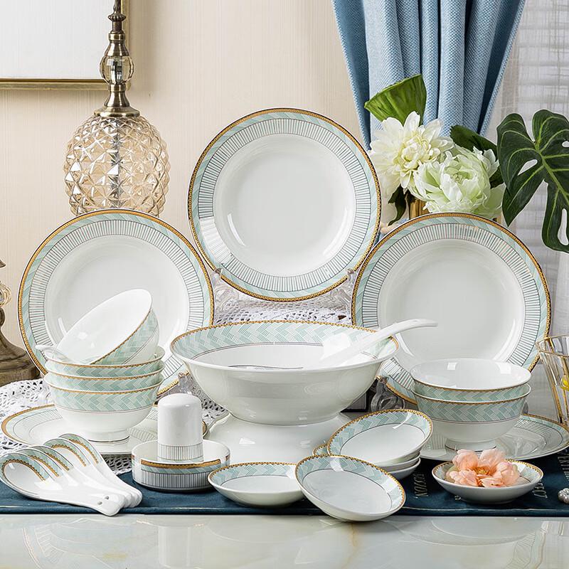 Jingdezhen New Chinese Style 56-Piece Ceramic Dinnerware Set