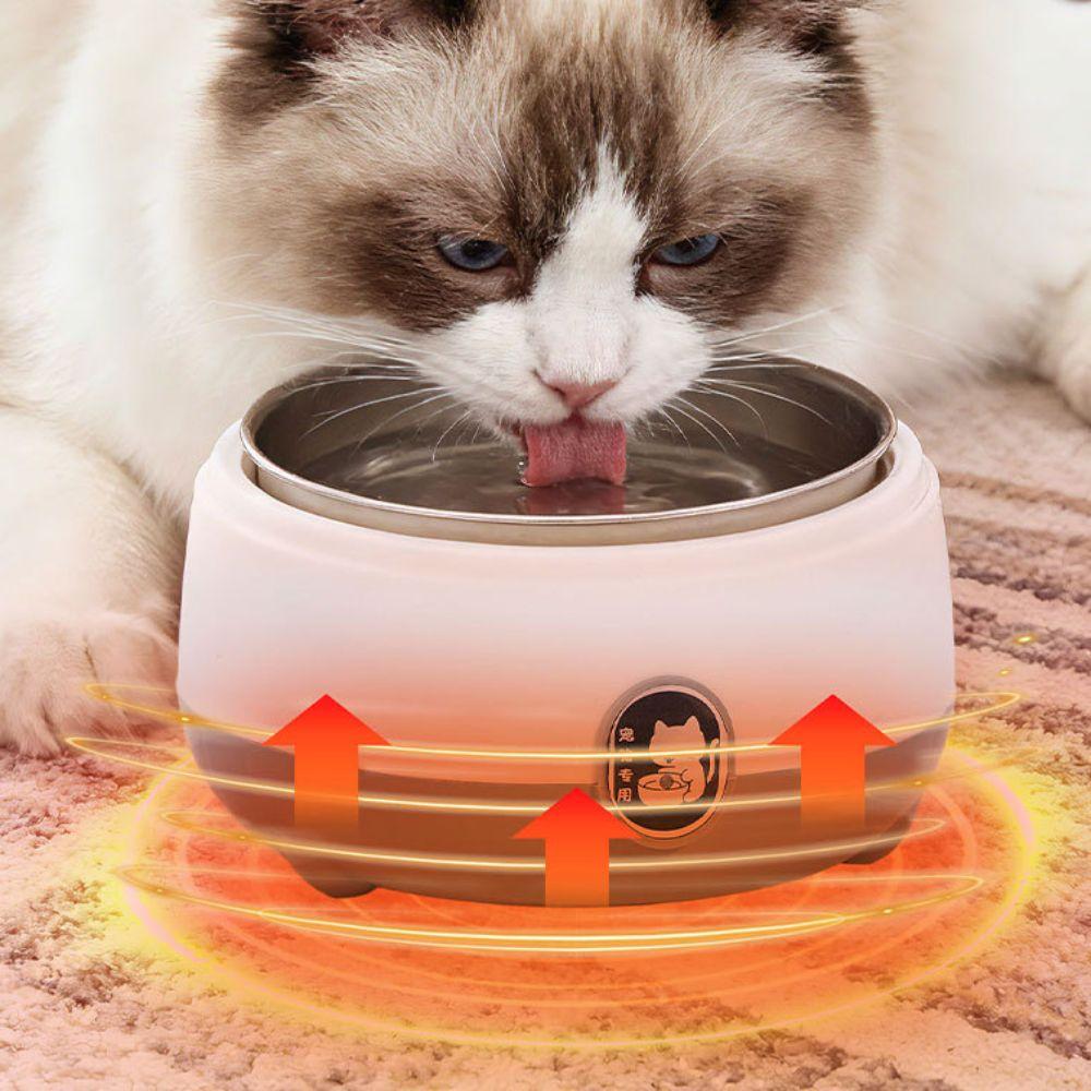 Stainless Steel Pet Heating Water Bowl Large Capacity Energy-saving Heating Water Basin Low Noise Removable Pet Water Feeder