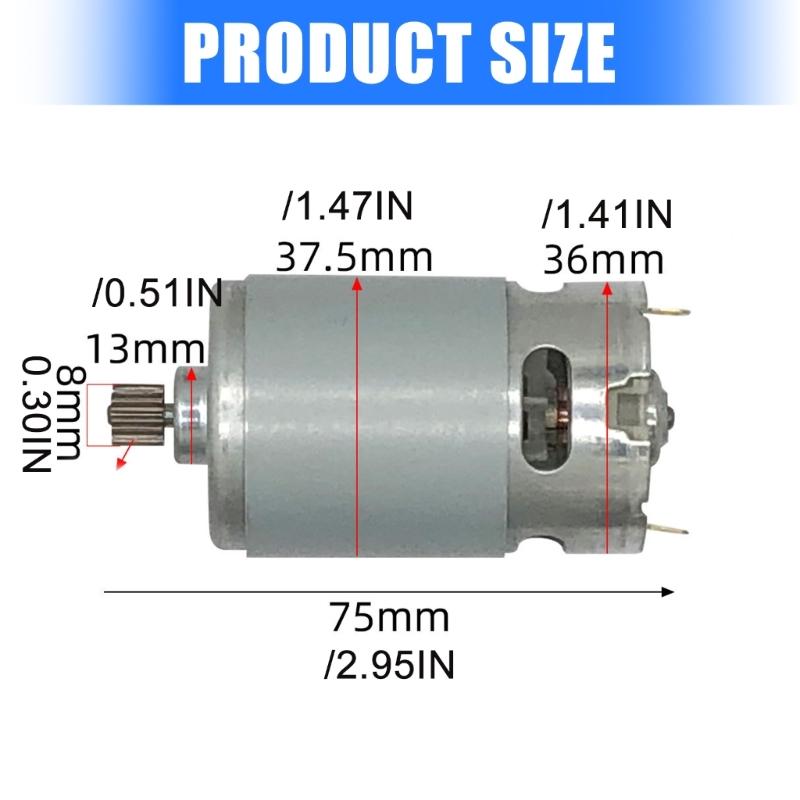 Chainsaw Repair Replacement Motor 21V 550 Type With 14-Tooth Drive Gear, Wire Connector And Metal Housing Build