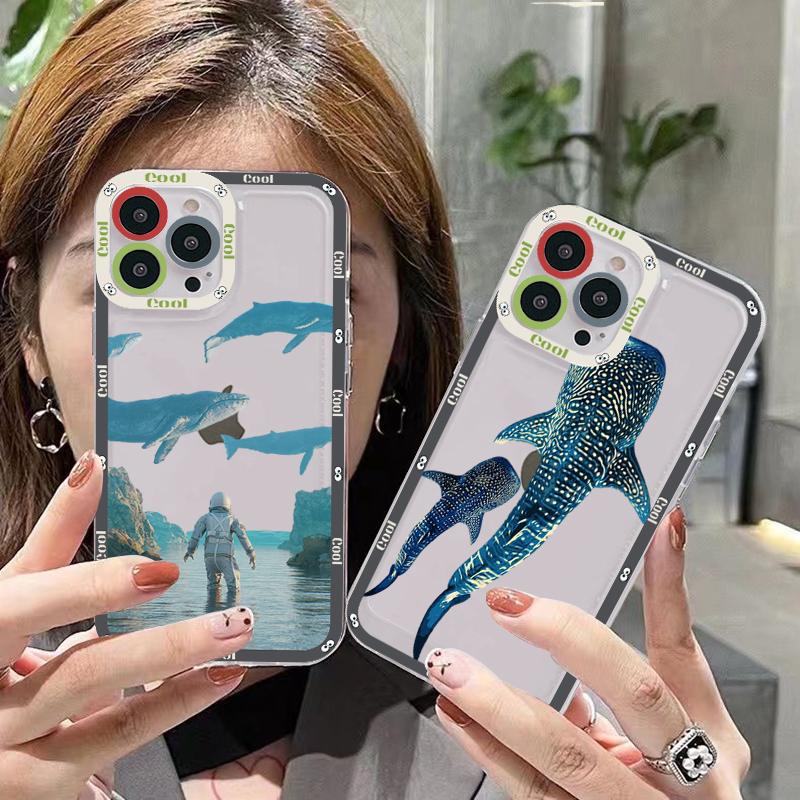 Underwater World Cute Whale Phone Case for iPhone 11 12 13 Mini Pro Max 14 Pro Max Case shell