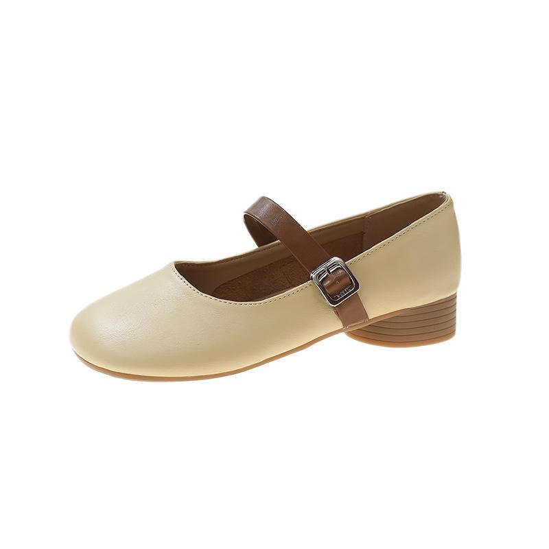 

Летняя мода Мэри Джейн туфли-лодочки женские осенние новые нежные ветер круглый носок на низком 40 жёлтый