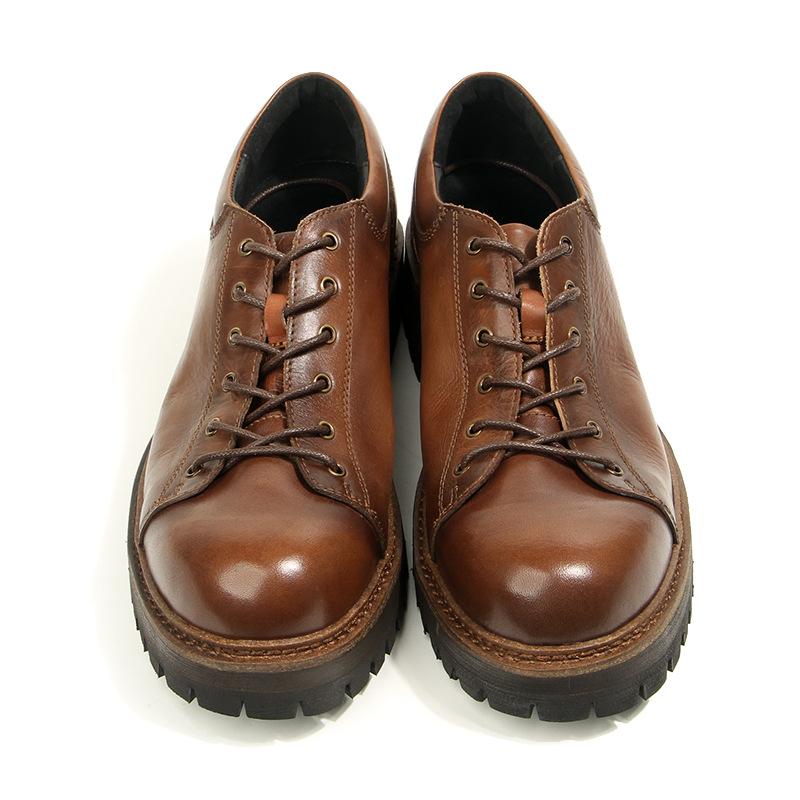 16-1 Retro Leather Round Head Leather Shoes Hand-Polished Old Tooling Casual Men'S Shoes