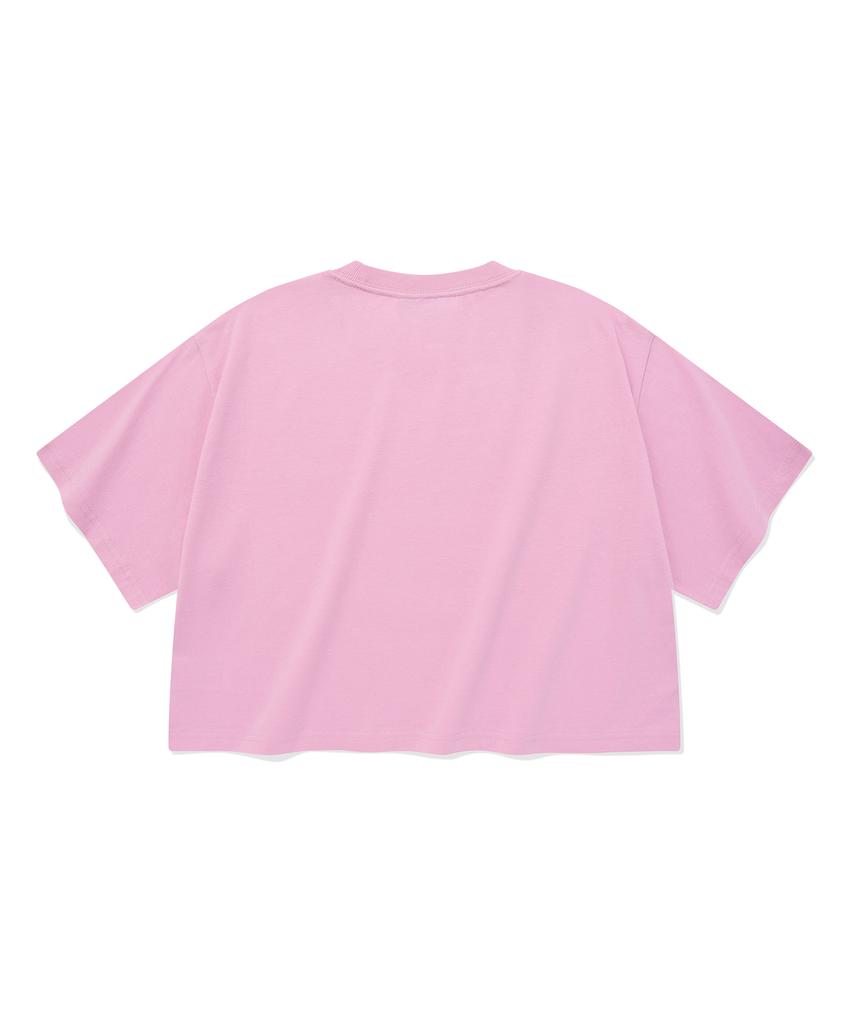 COVERNAT WOMAN Crop C Logo Over T-Shirt Pink
