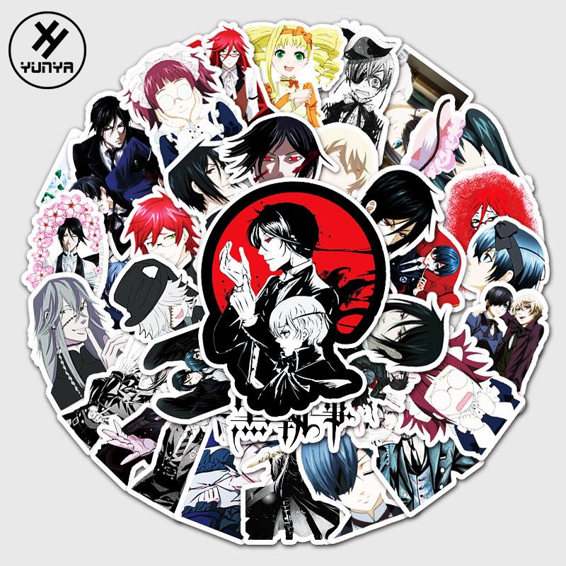 50 Anime Black Butler Waterproof Stickers for Laptops, Suitcases, and Cars