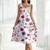Ladies' square neck floral sleeveless dress with a large swing