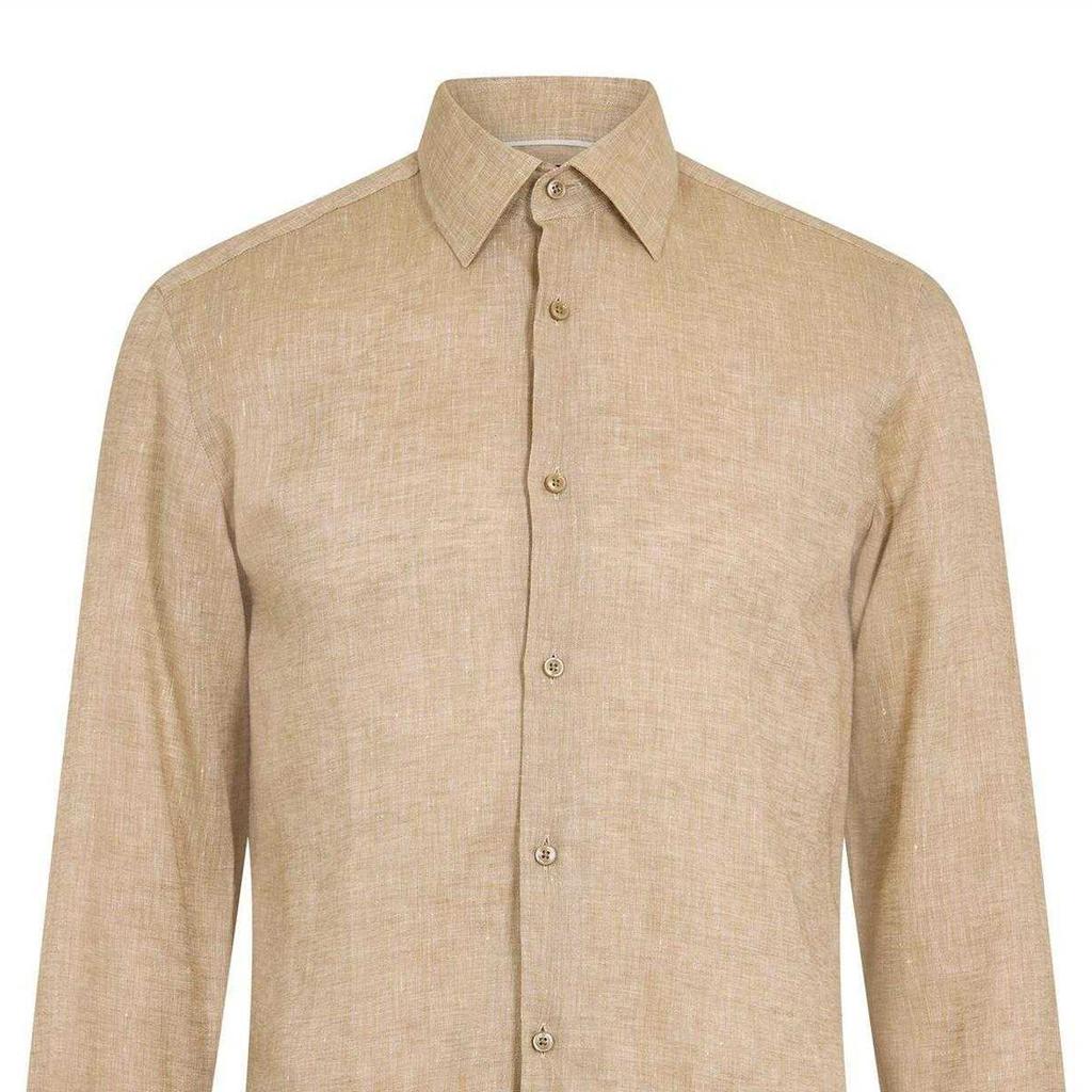 Boss Mens Linen Point Collar Long-Sleeved Formal Shirt
