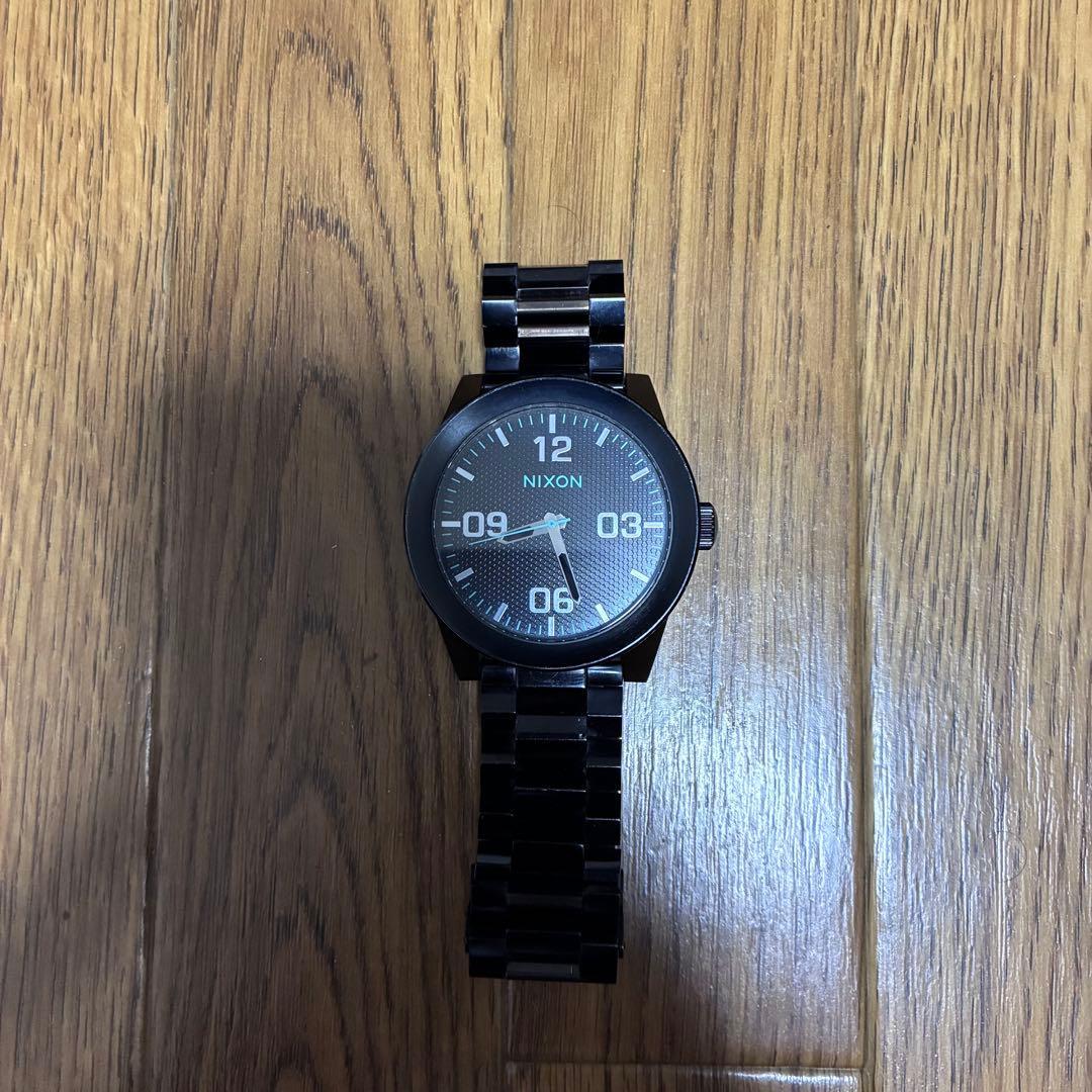 Used NIXON THE CORPORAL watch black dial blue